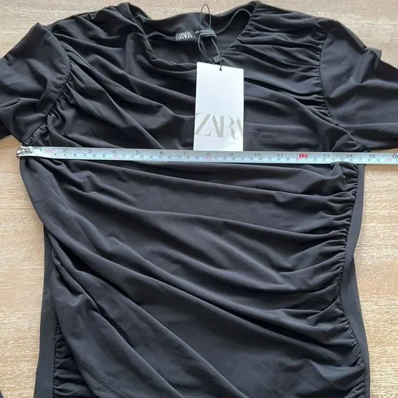 Zara Rushed Top Black Size M - Picture 4 of 7